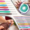 Aeelike Crochet Kit for Beginners Young and Old, First Crochet Kit for Adults Include 23pcs Crochet Hooks, 655 Yards Yarn Set for Crocheting, Instruction, Bag, Crochet Accessories and Supplies, Black