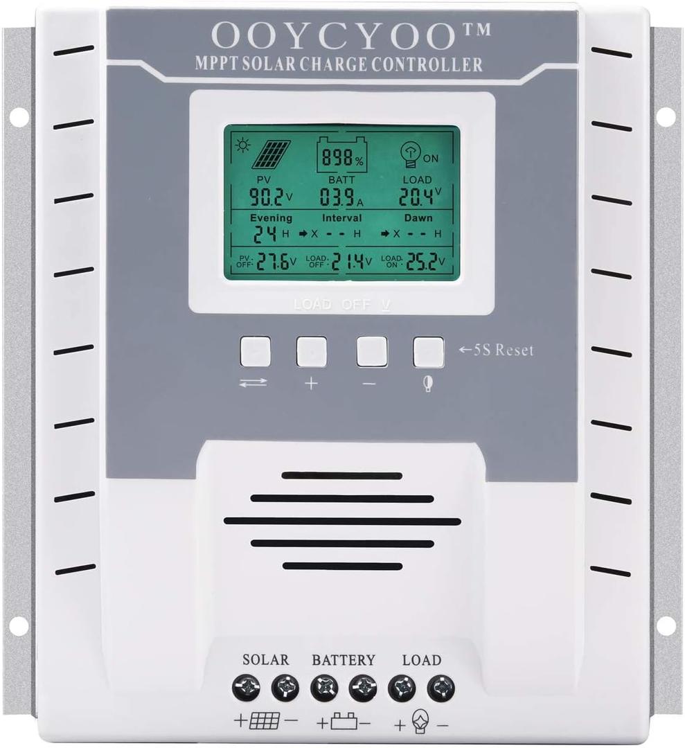 MPPT Charge Controller 40 amp 12V/24V Auto, 40A Solar Panel Charge Regulator with Blacklight LCD Display Max 100V for Lead-Acid Sealed Gel AGM Flooded Lithium Battery
