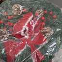 Hausse Set of 3 Christmas Wreaths, Lighted Artificial Christmas Wreath with Large Red Bow & Ornaments, Battery Operated with LED Lights, for Front Door Gate Wall Christmas Party Decorations