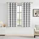 Buffalo Plaid 90% Blackout Window Curtains for Bedroom & Living Room Thermal Insulated Checkered Gingham Drapes with Grommet Top, Farmhouse Rustic Room Darkening 2 Panels 52x63 Inch,Grey/White