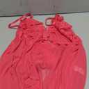 Sexy Open Front V Neck Ruffle Sheer Mesh Lace Wireless Babydoll Lingerie Dress with Thong 2 Piece, S