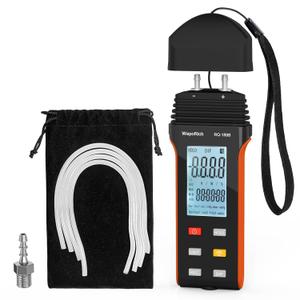Manometer Air Pressure Meter, WapoRich Dual-Port HVAC Gas Pressure Tester 30Psi/206.8Kpa 0.3% with 11 Selectable Units of Differential Pressure Gauge, Backlight and Data Record (RQ-189B(Limit maximum pressure:30Psi))