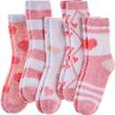 8 x Yebing Fuzzy Socks for Women Fluffy Slipper Winter Warm Cozy Plush Sleep Heart Gift Socks
