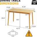BAKEVE Bamboo Dining Table for 4-6 Person- 47.2'' Solid Wood Kitchen Table, Farmhouse Rectangular Dining Room Table, Mid Century Modern Desk for Living Room, Kitchen, Natural, FSC-Certified Bamboo