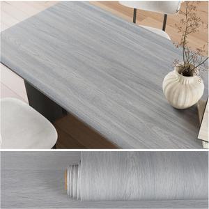 VEELIKE Thick Slate Grey Wood Contact Paper for Countertops Waterproof Peel and Stick Wood Grain Contact Paper 15.7''x118'' Wood Wallpaper Self Adhesive Removable Wood Vinyl Wrap for Furniture Desk