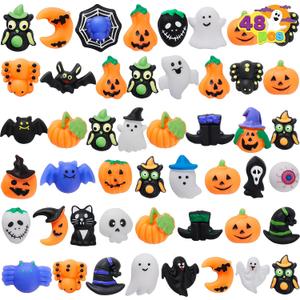 JOYIN 48 PCS Halloween Mochi Squishy Toys, Mini Squishy Toy Cute Squeeze Toy Stress Reliever Anxiety for Kids Gift, Halloween Party Favors Goodie Bags Stuffers, Classroom Game Prizes