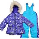 Arctic Quest Girls' Bib Snow Pants and Ski Jacket Water-Resistant Snowsuit For Kids Winter Hooded Jacket 18M