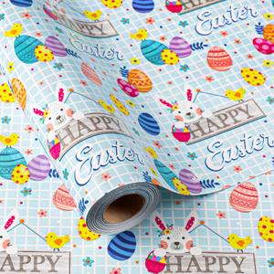 MAYPLUSS Easter Wrapping Paper Roll - 17 Inch X 33 Feet - Bunny Rabbit Gift Wrapping Paper, Easter Rabbit and Egg Design for Kids, Birthday, Holiday