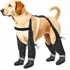Suspender Boots for Large Dogs, Tall Dog Boots Anti-Slip & Fall Waterproof Dog Shoes Leggings, Adjustable Paws Protector for Large Dogs Winter Snow Rain Hiking (XL)