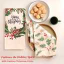 The Fine Living Co. 100% Cotton Kitchen Towels Set of 2, 18 x 28 inches, Merry Christmas Printed Dish Towels, Hand Towels, Boho Tea Towels - Multifunctional, Stylish, Absorbent, Quick Dry, Soft