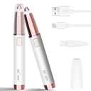 gurelax Eyebrow Trimmer for Women,Electric Eyebrow Hair Remover, Painless Brow Razor Shaper with LED Light, USB Rechargeable, Eye Brow and Face Epilator for Ladies(White)