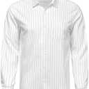 Hardaddy Men's Casual Striped Shirts Button Down Long Sleeve Blouse for Men Fall Winter LARGE