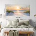 SLYCAY Oversized Large Beach Sunset Canvas Wall Art Print, Coastal Wall Decor Modern Seashore Grass Dunes Nature Seascape Painting Ocean Artwork Bathroom Living Room Office Bedroom 29"X58", 58"L x 30"W