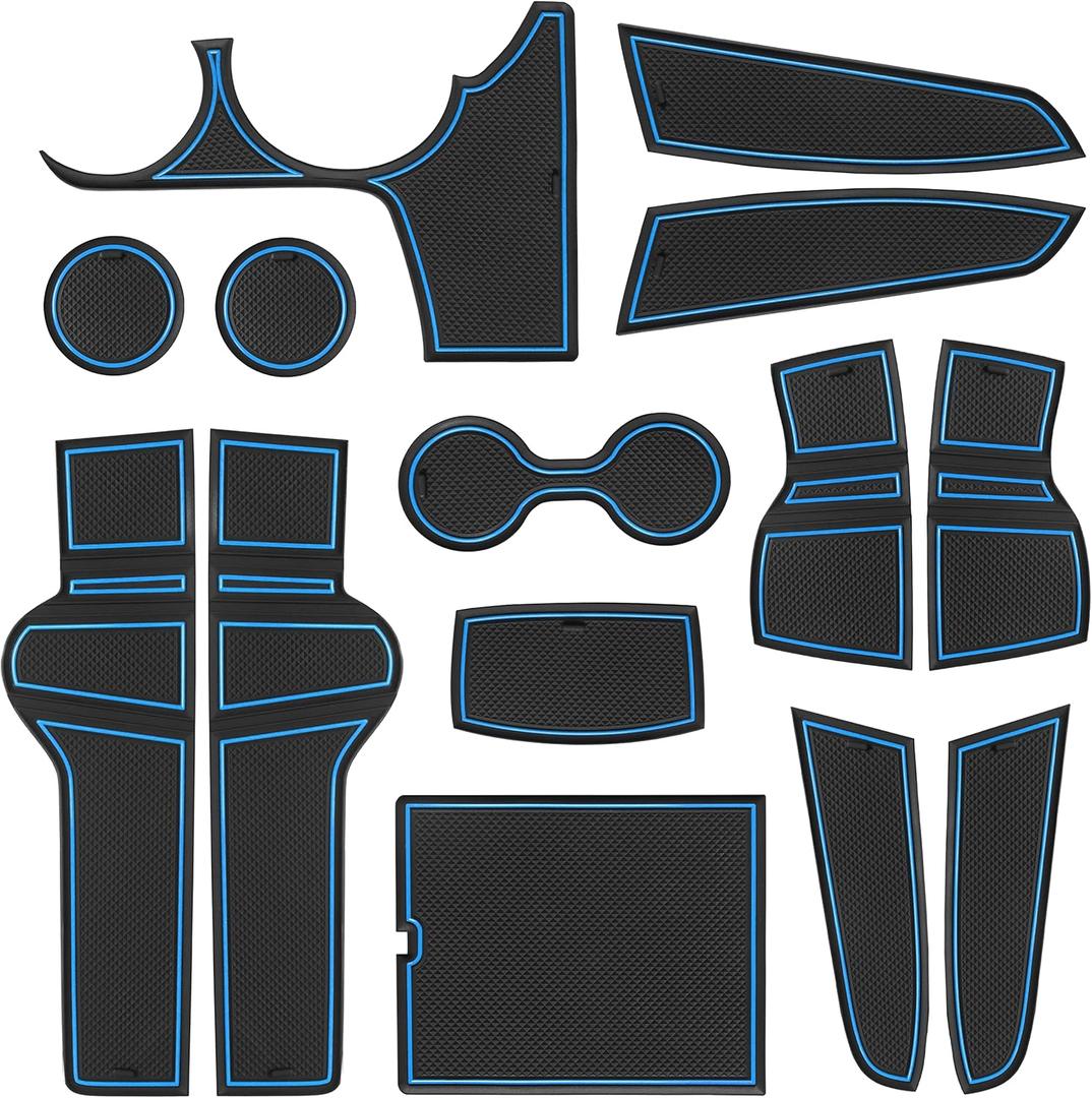 SENSHINE for Kia Sportage NQ5 Accessories 2023 2024 2025 2026 Cup Holder Insert Center Console Liner Door Slot Mats Non-Slip Cup Coaster Pad 14PCS Set for Kia Sportage Hybrid/LX/EX/SX/X-Pro (Blue)