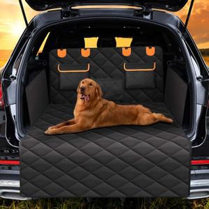 4-in-1 SUV Cargo Liner for Dogs, Non-Slip Water Resistant Pet Trunk Mat with Side Flaps Protector & Back Seat Organizer, Dog Backseat Cover for SUVs Vans (Standard)