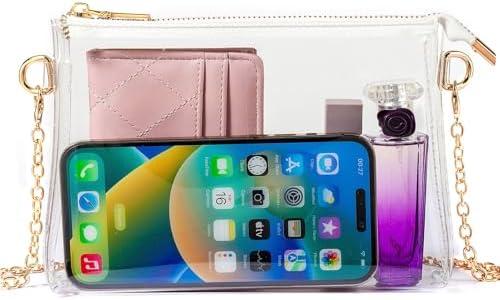 FAN ONUO Clear Purse for Women Stadium Approved, Small Clear Crossbody Bag Stadium Bag for Concerts Sports Events