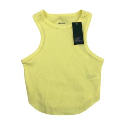 Wild Fable High-Neck Ribbed Cropped Tank Top Yellow XXS