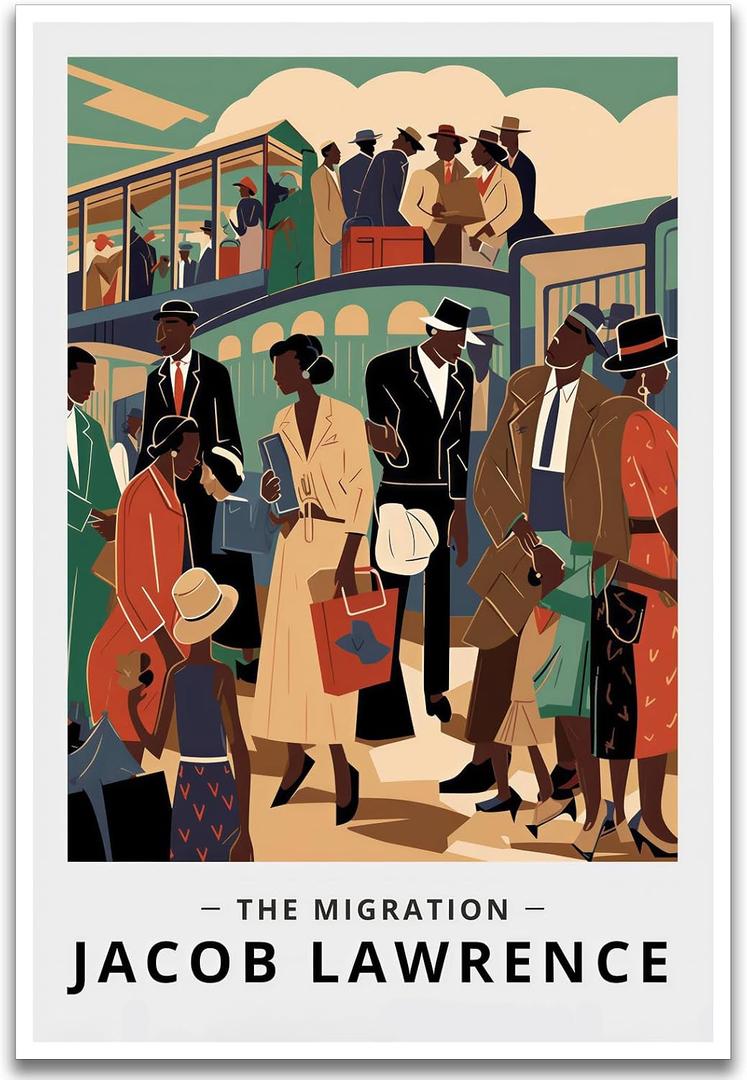 African American Canvas Wall Art Black People Poster Exhibition Poster Print African American Man and Woman Wall Decor Social Realism Artwork Print for Living Room Office Decor, 16x24inch Unframed