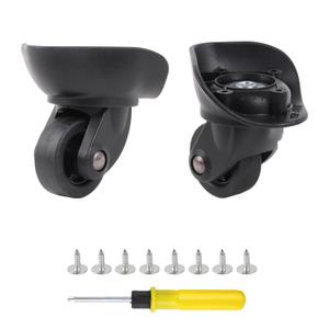 Black 7.8x8.1x4cm Plastic Large Left & Right Luggage Wheels W151 DIY Replacement Pack of 2