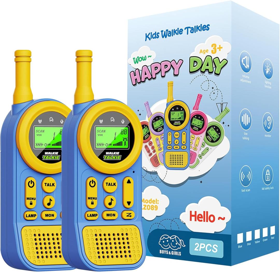 Walkie Talkies for Kids Toys: Toys for 3-12 Year Old Boys Girls - 22 Channels 2 Way Radio Toy with Backlit LCD Flashlight - 3 Miles Range for Outside/Camping/Hiking (2-Pack) Blue