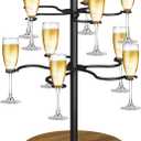 Cocktail Tree Stand, Champagne Tower 2-Tier Wine Glass Holder - Christmas Tree Drink Holder & Drink Tower with Sturdy Metal Frame, Holds 10 Glasses for Party, Wedding, Bar
