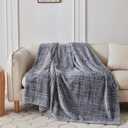 COOVA Fleece Throw Blanket for Couch, Super Soft and Cozy 3D Jacquard Warm Blankets, Lightweight and Fuzzy Throw for Bed, Sofa, Chair, Giftable (Light Grey, 50"x60")