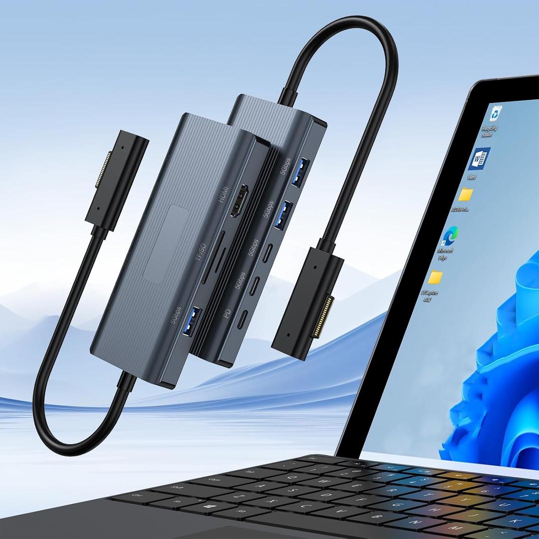 11-in-1 Surface Pro Docking Station, New Surface Dock 4K@60HZ HDMI, Surface Docking Station for Surface Pro 11/10/9/8/X/7/6/5/4/3, Surface Laptop 6/5/4/3/2/1, Surface Laptop Go 3/2/1, Surface Book (Teal)