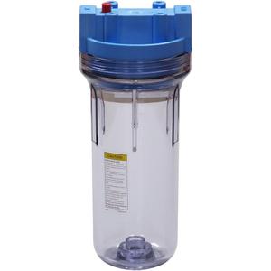 Pentair Pentek 150071 Traditional Standard Filter Housing, 3/4" NPT #10 Clear Water Filter Housing with Mounting Bracket Cap and Pressure Relief Button, 10-Inch, Blue/Clear