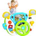 fisca Toddler Steering Wheel Toy Baby Interactive Learning Toy for Toddler 1-3 Year Old, My First Driving Educational Baby Musical Toys with Light and Sound for Preschool Kids
