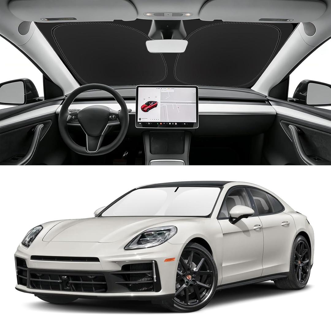 Custom Fit Windshield Sun Shade for Porsche Panamera 2017-2025, Blocks UV & Heat, Front Window Sunshade Accessorie, Easy Fold & Store Keep Your Car Cooler