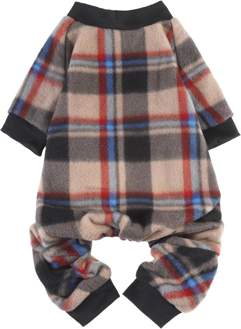 SCENEREAL Dog Pajamas for Small Dogs, Small Dogs Sweater, Soft and Warm Puppy Clothes, Holiday Onesie Christmas Outfits for Doggie Cold Winter - Dog Jammies Pjs (Brown), S