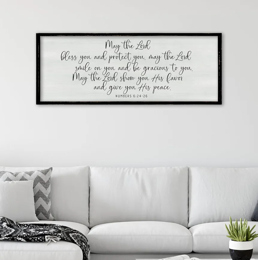 Comurdyo Christian Scripture Wall Art Numbers 6:24-26 32×12 Inch May The Lord Bless You And Protect You Sign Bible Verses Plaque for Living Room Bedroom Large Wall Hanging Decor (Black)