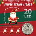 2 Pack Battery Operated Fairy String Lights for Christmas Tree Decorations, 7FT 20LED Santa String Lights for Indoor Christmas Tree Garland DecorWarm White