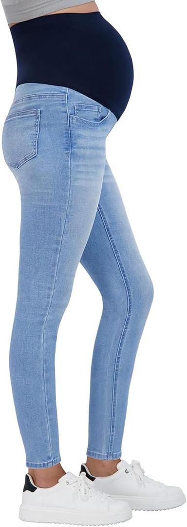 Savi Parker Womens Maternity Jeans Over The Belly - Pregnancy Clothes for All Seasons, Maternity Pants (Blue, L)
