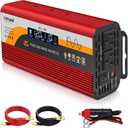 1000W Pure Sine Wave Inverter, 12V/24V Auto-Detect, 50Hz/60Hz Switchable, LCD Display, Type-C Fast Charging, Silent Design, Overload & Overheat Protection for RV, Home