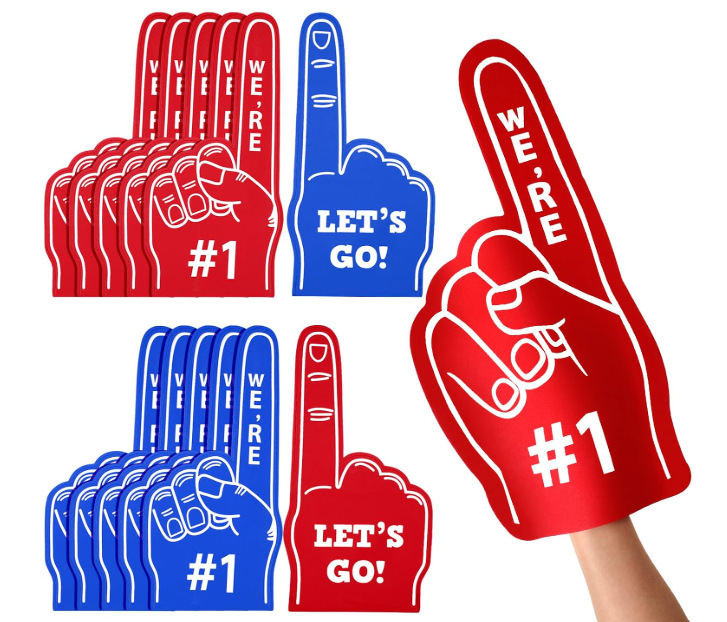 Wettarn 6 Pack Number 1 Foam Fingers 18 Inch
Bulk Foam Hands for Team Cheer, We're #1 Printed, Basketball Football Baseball Games, School Pep Rallies, Assorted Colors