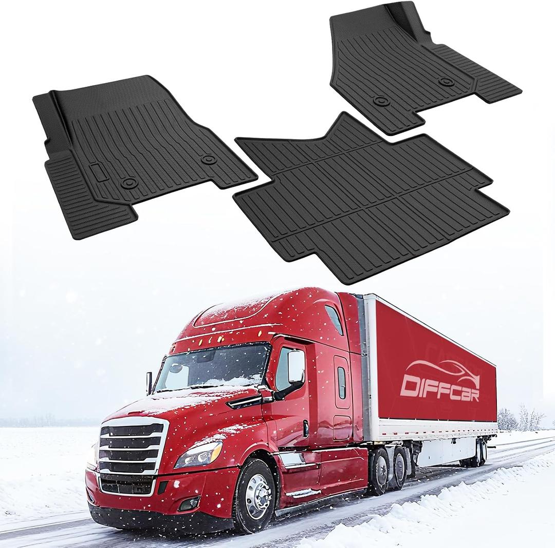 Truck Floor Mats for Freightliner Cascadia: 2018-2027, 116 & 126, TPE, 3PCS