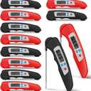 Xuhal 12 Pcs Digital Meat Thermometer with Probe Waterproof Instant Read Foldable Food Thermometer with Magnet for Kitchen Grilling Cooking Turkey Baking BBQ(Black, Red)