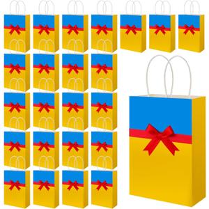 Humyoun 24pcs Princess Gift Bags with Bow Reusable Goodie Bags with Handles Candy Treat Accessories for Princess Kids Birthday Party Favors Decoration Supplies, 6.3 x 8.7 Inch