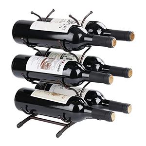 SCDGRW 6-Bottle Countertop Wine Rack - Freestanding Metal Wine Storage Stand, Small Tabletop Wine Holder for Pantry, Bar, or Cabinet, Fits Bottles up to 8.5cm (3.3 in) Diameter (Coffee)