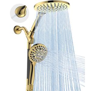 Dual Handheld Shower Head Combo, 2-in-1 Rain Shower Heads System 8 Inch Rainfall Shower Head and 10 Modes High Pressure Hand Held Showerhead with Built-in Power Wash