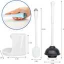 CELOX 2 Set Toilet Brush and Plunger Set, Toilet Brush and Holder Set, Toilet Bowl Brush and Holder, White