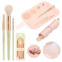 Travel Makeup Brush Set, Portable Makeup Kit with Pad Easy Clean Vegan Brush Set, ON THE GO Cosmetic Brushes Tools 4 Pcs for Women