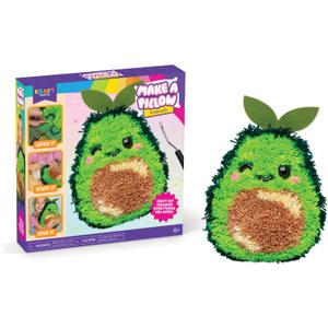 LatchKits Avocado Pillow - Latch Hook Kits for Kids, Arts and Crafts, Yarn Art, Kids Crafts, Toys for Girls, Birthday Gift for Girls, Easy to Follow Pattern, Hook Included, Craft Kits, Ages 6+