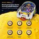 Tabletop Pinball Machine Space Board Game with Obstacles, Pull-Rod Launcher, Two-Hand Controls, Ball Storage Tray, 1-2 Player Arcade Games for Kids Ages 3+