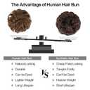 FESHFEN 100% Human Messy Bun - Human Hair Bun Real Elastic Scrunchies Hair Pieces Soft Fluffy Wavy Ponytail Extensions Updo Chignon Hairpieces for Women, Brown