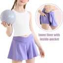 QooNoo Girls Athletic Shorts Flowy Running Shorts with Pockets V Crossover 2 in 1 Girls Tennis Shorts Butterfly Skorts (Purple, S)