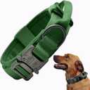 Tactical Dog Collar, Adjustable Military Training Nylon Dog Collar with Control Handle and Heavy Quick-Release Metal Buckle for Small Medium Large Dogs, Emerald Green M (Medium :Width 1.5",Neck 13.5-16.5")