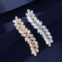 WHAVEL 2PCS Rhinestone Hair Clips - Crystal Leaf Vintage Bridal Barrettes for Weddings, Brides, and Bridesmaids (Gold, Silver)