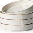 Famiware Star 8.25" Pasta Bowls, Large Dinner Bowls Set of 4, Salad Bowl Plates, Shallow Bowls for Eating, White